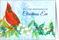 Happy Anniversary Christmas Eve Cardinal Bird card