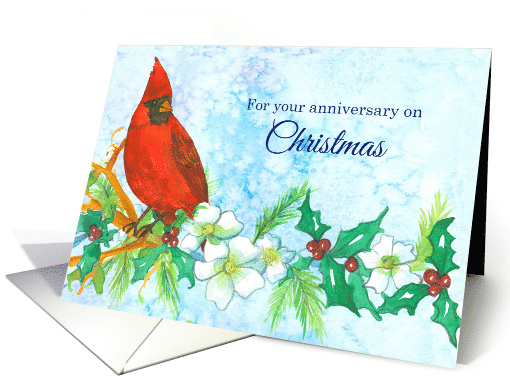 For Your Anniversary on Christmas Cardinal Bird card (944357)