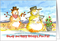Happy Holidays Pen Pal Tumbleweed Snowman card