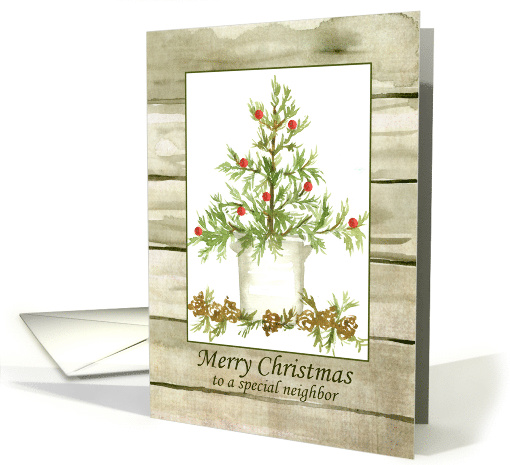 Merry Christmas Neighbor Tree Pinecones card (944391)
