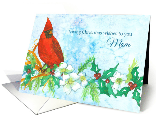 Cardinal Bird Loving Christmas Wishes Mom card (944398)