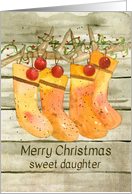 Merry Christmas Daughter Farmhouse Stockings Antlers card