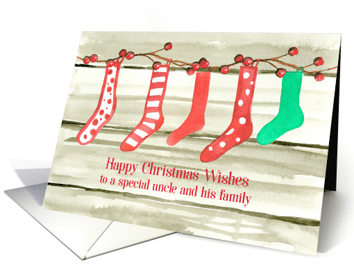 Happy Christmas Wishes Uncle and Family Stockings card (945152)
