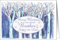 Merry Christmas Brother and Sister-in-Law Winter Trees Landscape card