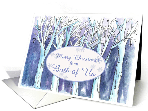 Merry Christmas from Both of Us Winter Trees Landscape Painting card