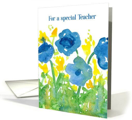 Thank You Special Teacher Blue Flowers card (95745)