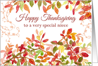 Happy Thanksgiving Niece Autumn Leaves Watercolor card