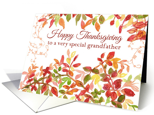 Happy Thanksgiving Grandfather Autumn Leaves card (969541)