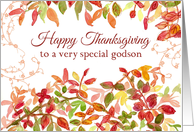 Happy Thanksgiving Godson Autumn Leaves Watercolor card