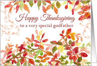Happy Thanksgiving Godfather Autumn Leaves Watercolor card