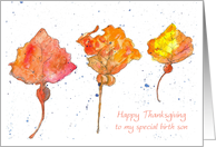 Happy Thanksgiving Birth Son Autumn Leaves Watercolor Spatter card