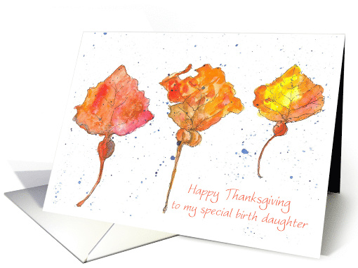 Happy Thanksgiving Birth Daughter Autumn Leaves Watercolor... (969587)