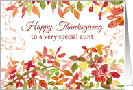Happy Thanksgiving Aunt Autumn Leaves Watercolor card
