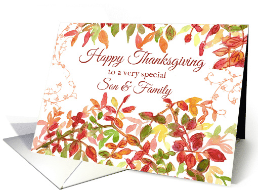 Happy Thanksgiving Son and Family Autumn Leaves card (972695)