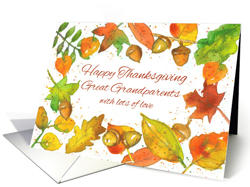 Happy Thanksgiving Great Grandparents Acorns Leaves card (972719)