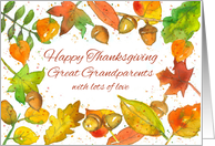 Happy Thanksgiving Great Grandparents Acorns Leaves card