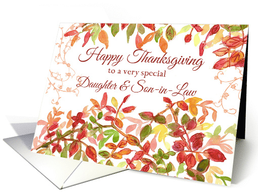 Happy Thanksgiving Daughter and Son-in-Law Autumn card (972727)