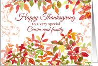 Happy Thanksgiving Cousin and Family Fall Leaves card