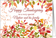 Happy Thanksgiving Nephew and Family Autumn Leaves card