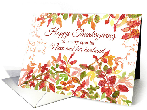 Happy Thanksgiving Niece and Husband Autumn Leaves card (972741)