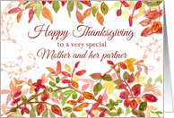 Happy Thanksgiving Mother and Partner Autumn Leaves card