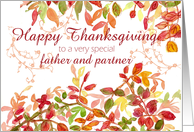 Happy Thanksgiving Father and Partner Autumn Leaves Watercolor card
