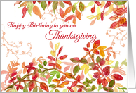 Happy Birthday on Thanksgiving Autumn Leaves card