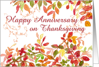 Happy Anniversary on Thanksgiving Autumn Leaves card