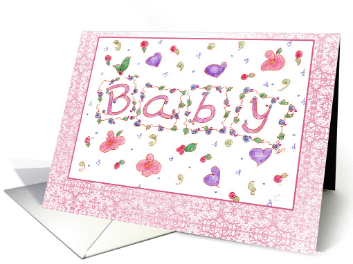 Congratulations New Baby Welcome Pink Hearts card (98006)