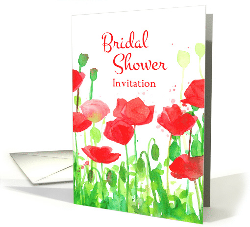 Bridal Shower Invitation Red Poppy Flowers card (98012)