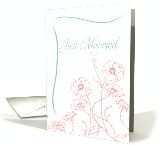 Just Married Wedding Announcement Flowers card (98014)