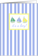 Baby Boy Birth Announcement Sailboats Toys card