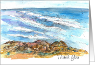 Thank You Ocean Beach Watercolor Illustration card