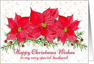 Happy Christmas Wishes Special Husband Poinsettias card