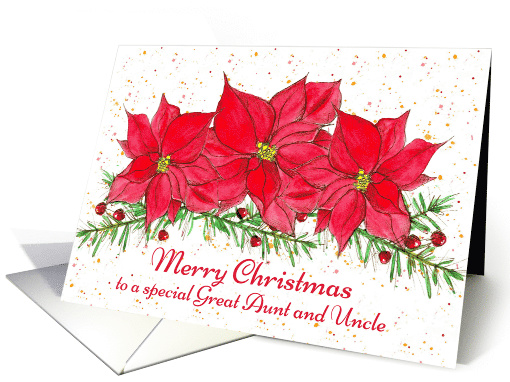 Merry Christmas Great Aunt and Uncle Poinsettia Flowers card (990697)