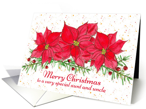 Merry Christmas Aunt and Uncle Red Poinsettias card (990699)