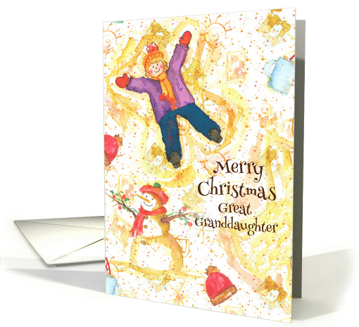 Merry Christmas Great Granddaughter Snow Angel card (990765)