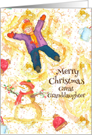 Merry Christmas Great Granddaughter Snow Angel card