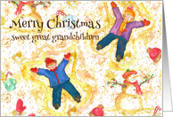 Merry Christmas Great Grandchildren Snow Angels card