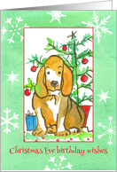 Christmas Eve Birthday Wishes Hound Dog card