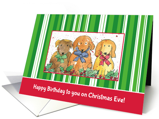Happy Birthday on Christmas Eve Holiday Dogs card (990785)