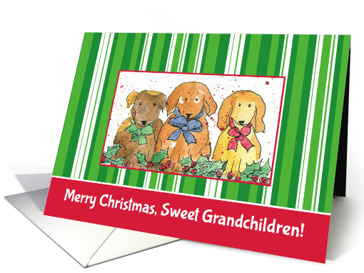 Merry Christmas Sweet Grandchildren Dogs card (990817)