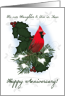 Daughter & Son in Law, Winter Anniversary, Cardinal on Pine Branch card