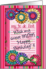 Mom Happy Birthday To Do List Paper Rosettes card
