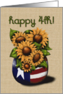 Happy 4th!, Independence Day, Patriotic, Sunflowers, Americana Vase card