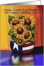 Happy Nurses Day Daughter, Military Nurse, Sunflowers Reflection card