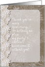 Thank You, You Customize Front Text, Lace and Burlap card