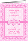 Baptism For Girl Invitation, Pink Eyelet Lace, You Customize card