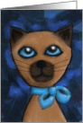 Siamese Cat With Blue Eyes, Any Occasion Note Card, Blank Inside card