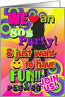 We Just Want To Have Fun, 80s Themed Party Invite, Disco Dancer card